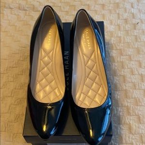 Black patent wedge shoes